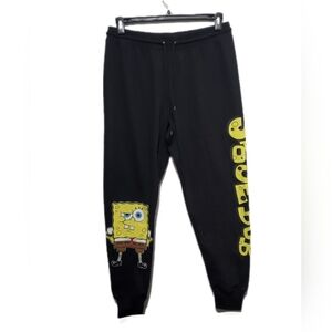 2/$30 Nickelodeon SpongBob Square Pants Black Fleece Joggers Size Large